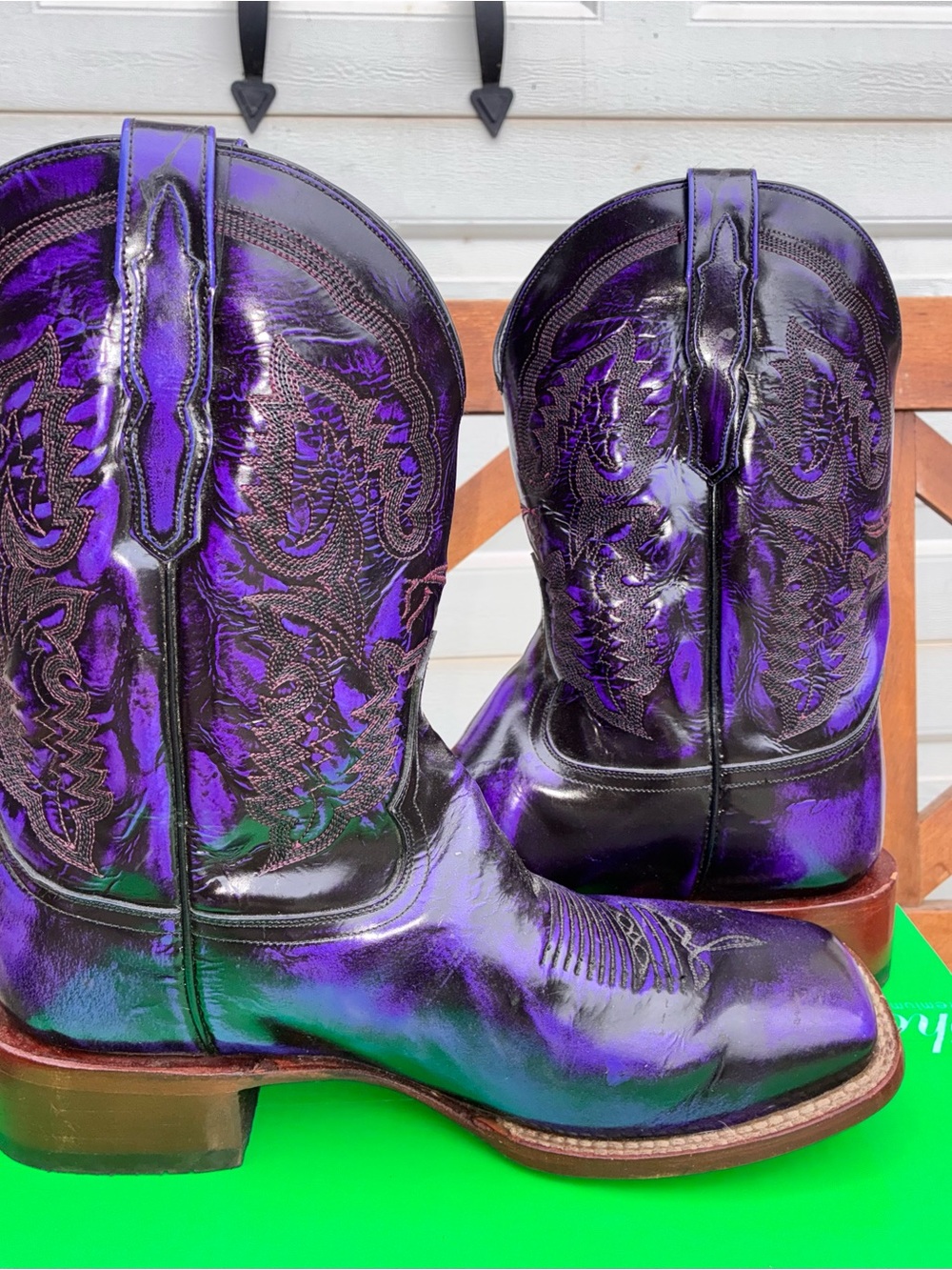 Larange Custom Iridescent Black and Purple Western Boots